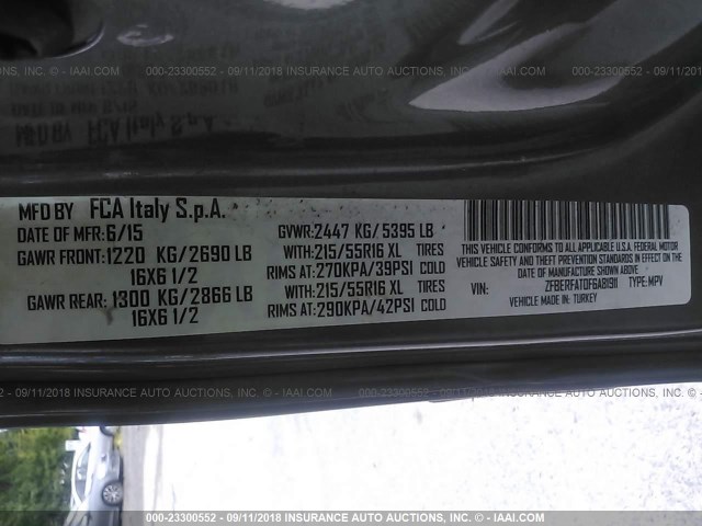 ZFBERFAT0F6A81911 - 2015 RAM PROMASTER CITY  GRAY photo 9