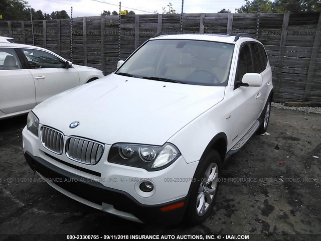 WBXPC93489WJ27648 - 2009 BMW X3 XDRIVE30I WHITE photo 2