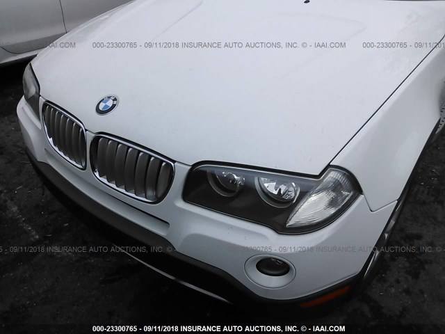 WBXPC93489WJ27648 - 2009 BMW X3 XDRIVE30I WHITE photo 6