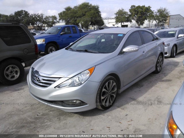 5NPEC4AC0EH843641 - 2014 HYUNDAI SONATA SE/LIMITED SILVER photo 2