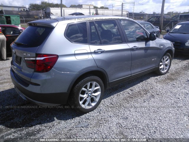 5UXWX7C58BLL15182 - 2011 BMW X3 XDRIVE35I GRAY photo 4