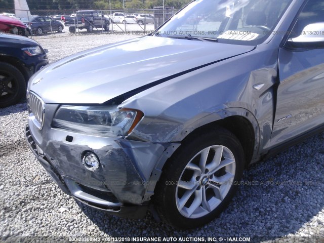 5UXWX7C58BLL15182 - 2011 BMW X3 XDRIVE35I GRAY photo 6