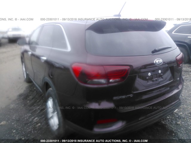 5XYPGDA59KG487966 - 2019 KIA SORENTO LX/L MAROON photo 3