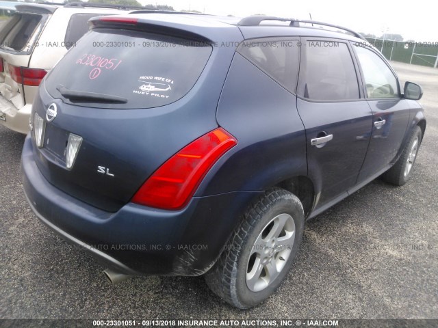 JN8AZ08T73W114317 - 2003 NISSAN MURANO SL/SE BLUE photo 4