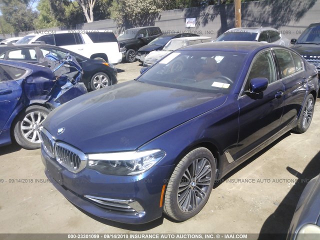 WBAJA7C54JWA73789 - 2018 BMW 530 XI BLUE photo 2