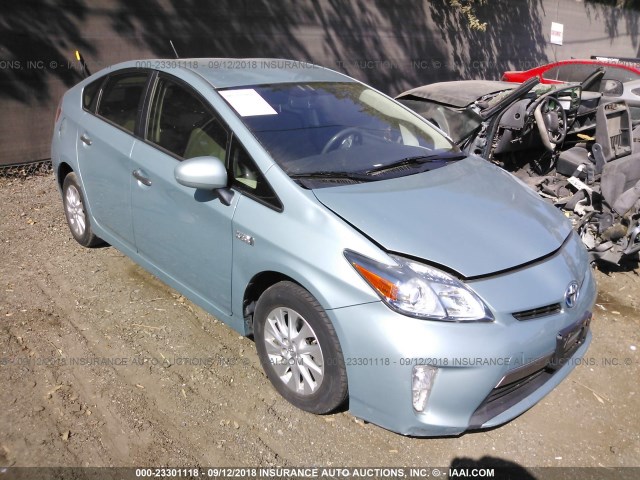 JTDKN3DP3C3029465 - 2012 TOYOTA PRIUS PLUG-IN  TURQUOISE photo 1