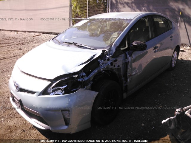 JTDKN3DP3C3029465 - 2012 TOYOTA PRIUS PLUG-IN  TURQUOISE photo 2