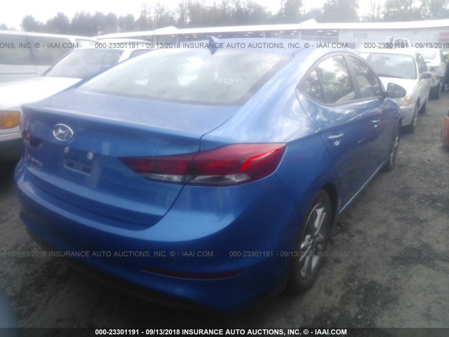 5NPD84LF3JH326073 - 2018 HYUNDAI ELANTRA SEL/VALUE/LIMITED BLUE photo 4