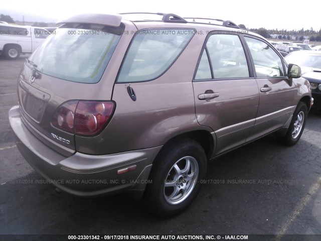 JT6HF10U5X0093903 - 1999 LEXUS RX 300 GOLD photo 4