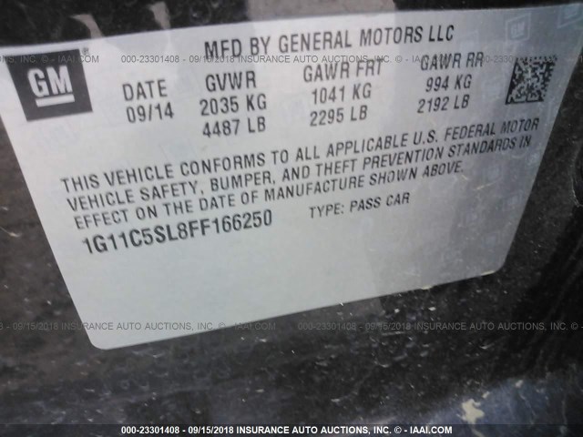 1G11C5SL8FF166250 - 2015 CHEVROLET MALIBU 1LT BROWN photo 9