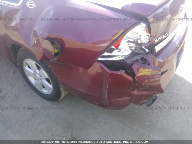 2G1WT58K689276374 - 2008 CHEVROLET IMPALA LT MAROON photo 6