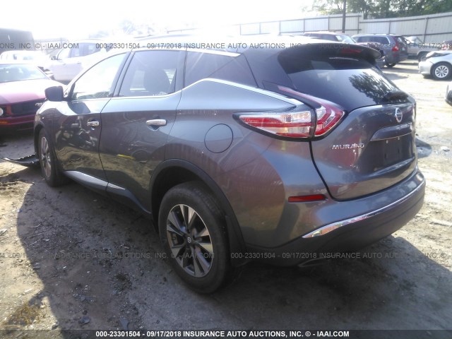 5N1AZ2MG8FN290833 - 2015 NISSAN MURANO S/SL/SV/PLATINUM GRAY photo 3