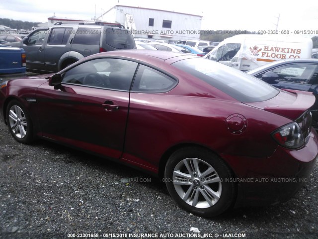 KMHHM66D08U278482 - 2008 HYUNDAI TIBURON GS RED photo 3