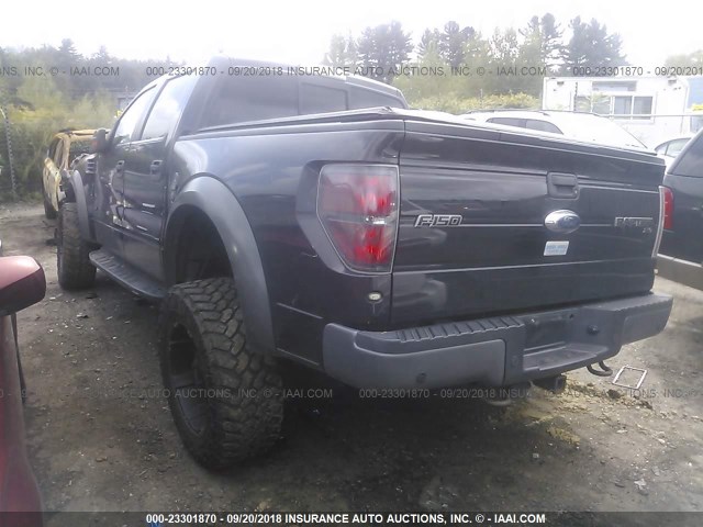 1FTFW1R65DFA08281 - 2013 FORD F150 SVT RAPTOR BLACK photo 3