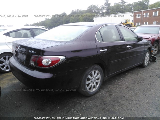 JTHBA30G240002082 - 2004 LEXUS ES 330 MAROON photo 4