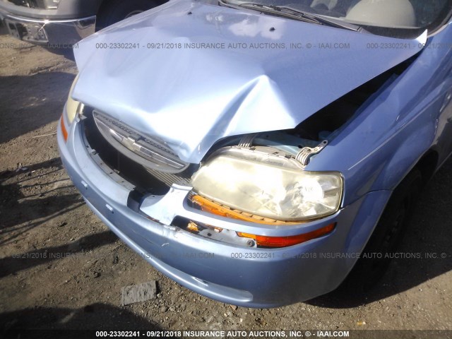 KL1TD62695B299920 - 2005 CHEVROLET AVEO LS Light Blue photo 6