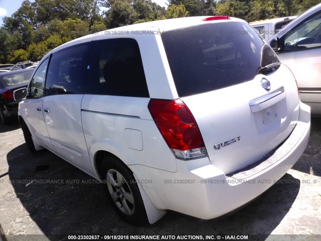 5N1BV28U98N101805 - 2008 NISSAN QUEST S/SE/SL WHITE photo 3