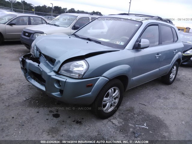 KM8JN72D87U639336 - 2007 HYUNDAI TUCSON SE/LIMITED Light Blue photo 2