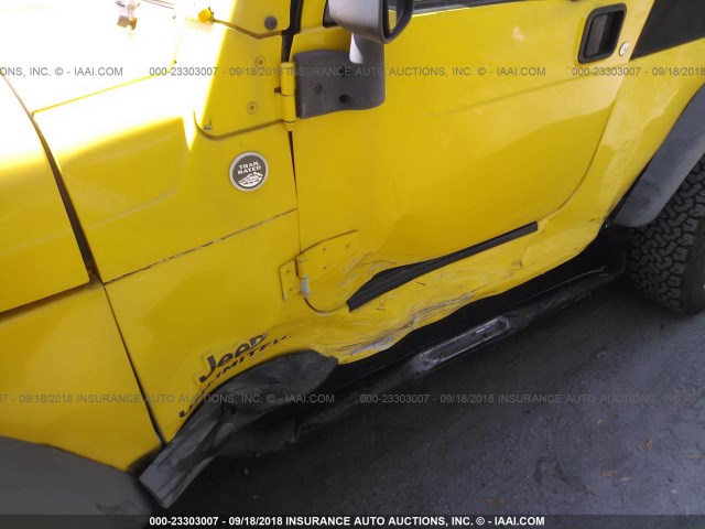 1J4FA44S66P708077 - 2006 JEEP WRANGLER / TJ UNLIMITED YELLOW photo 6