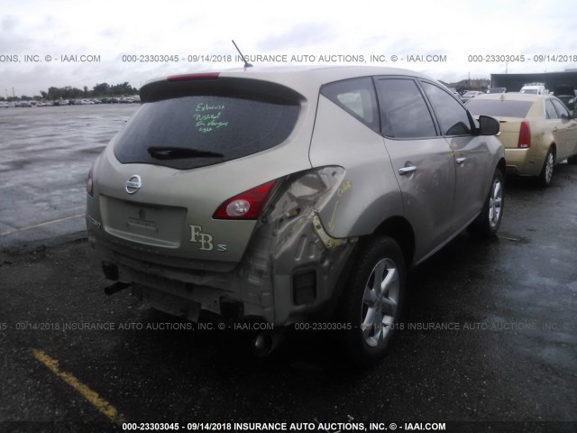 JN8AZ18U79W027461 - 2009 NISSAN MURANO S/SL BEIGE photo 4