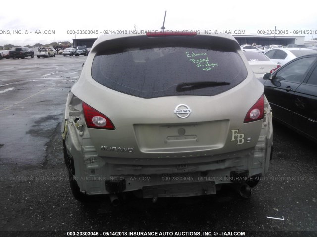 JN8AZ18U79W027461 - 2009 NISSAN MURANO S/SL BEIGE photo 6