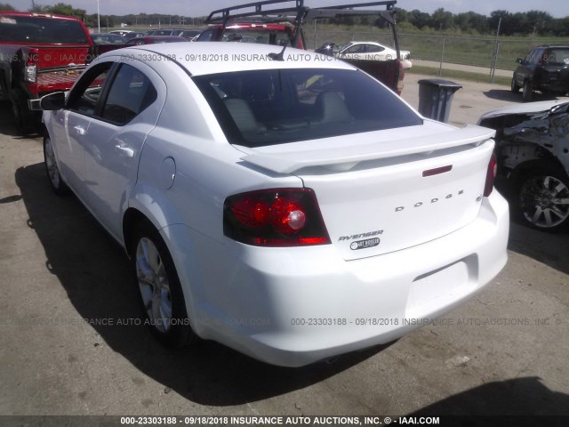 1C3CDZBGXEN165942 - 2014 DODGE AVENGER R/T WHITE photo 3