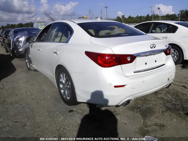 JN1BV7AP0EM678538 - 2014 INFINITI Q50 PREMIUM/SPORT WHITE photo 3