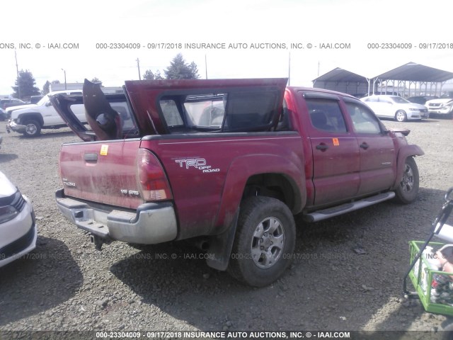 5TELU42N78Z545755 - 2008 TOYOTA TACOMA DOUBLE CAB 红色 照片 4
