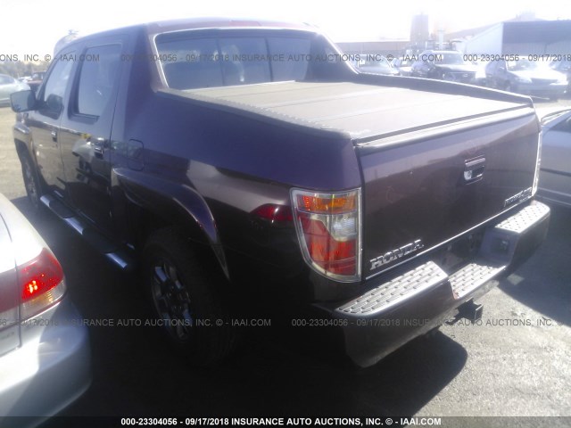 2HJYK16397H505234 - 2007 HONDA RIDGELINE RTX BURGUNDY photo 3