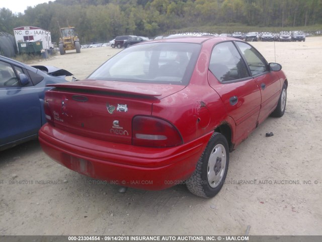 1B3ES47Y8WD589949 - 1998 DODGE NEON HIGHLINE/SPORT/LE/R/T RED photo 4