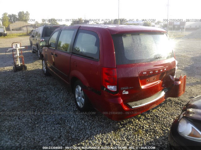 2C4RDGBG7DR683471 - 2013 DODGE GRAND CARAVAN SE RED photo 3