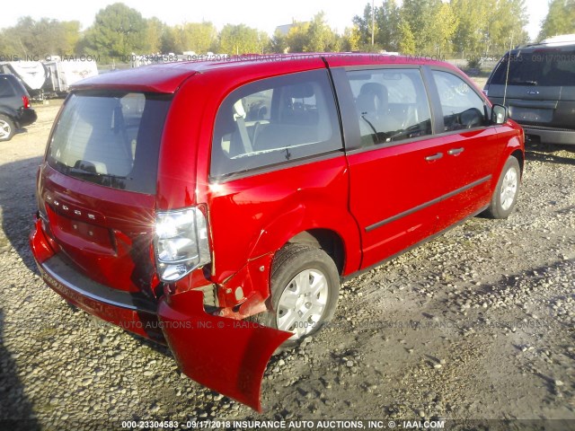 2C4RDGBG7DR683471 - 2013 DODGE GRAND CARAVAN SE RED photo 4