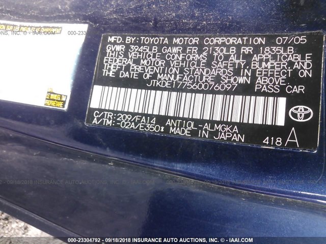 JTKDE177570154816 - 2007 TOYOTA SCION TC 深蓝色 照片 9