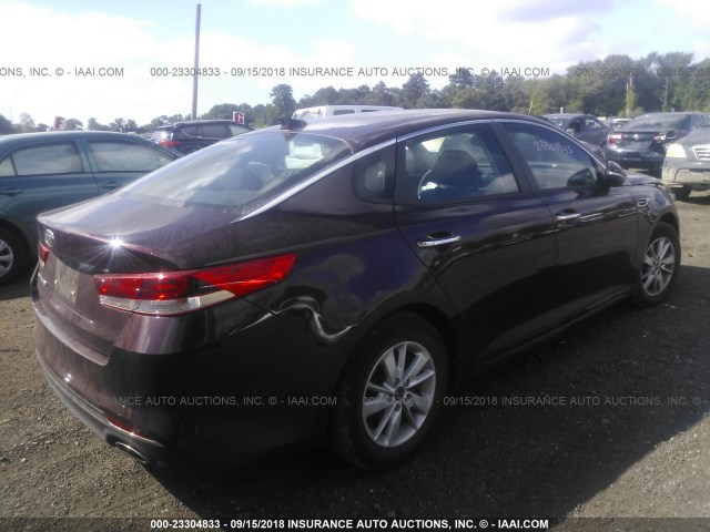 5XXGT4L30JG196329 - 2018 KIA OPTIMA LX/S BURGUNDY photo 4