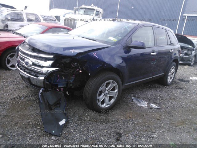 2FMDK4JC9BBB42761 - 2011 FORD EDGE SEL BLUE photo 2