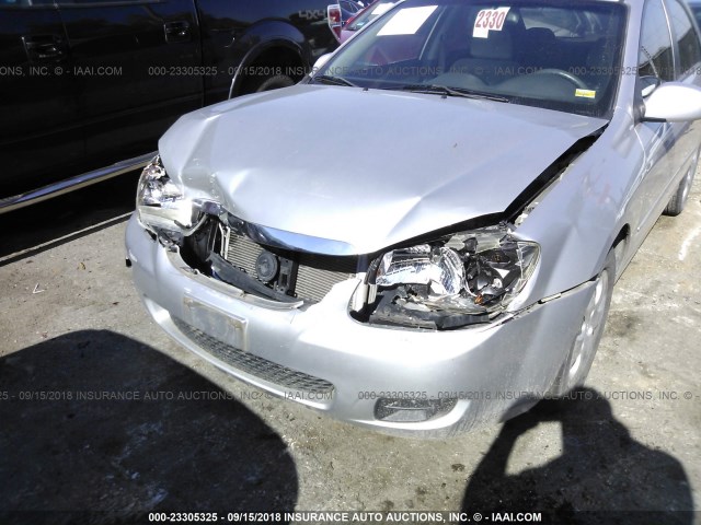 KNAFE221295635022 - 2009 KIA SPECTRA EX/LX/SX SILVER photo 6