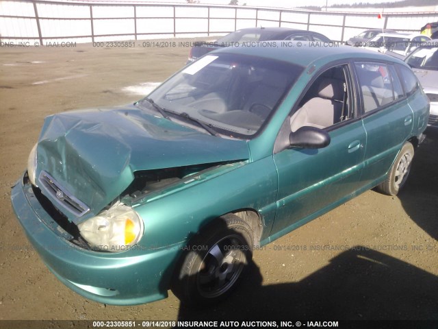 KNADC163726065246 - 2002 KIA RIO CINCO GREEN photo 2