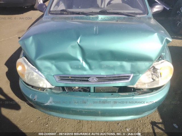 KNADC163726065246 - 2002 KIA RIO CINCO GREEN photo 6