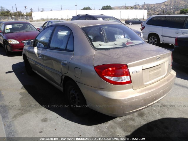 KNADC125946301969 - 2004 KIA RIO BEIGE photo 3