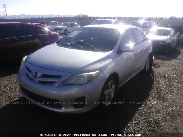 2T1BU4EE9BC617835 - 2011 TOYOTA COROLLA S/LE SILVER photo 2