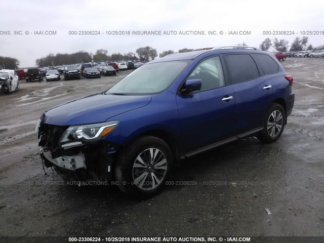 5N1DR2MM6HC913254 - 2017 NISSAN PATHFINDER S/SV/SL/PLATINUM BLUE photo 2