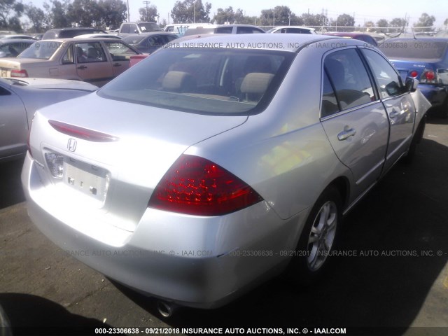 1HGCM56797A205485 - 2007 HONDA ACCORD EX SILVER photo 4