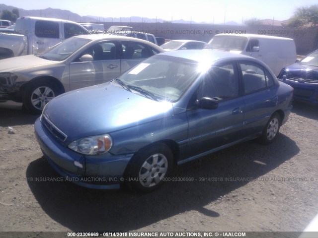 KNADC123516518252 - 2001 KIA RIO BLUE photo 2