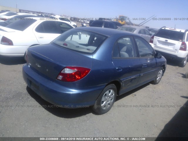 KNADC123516518252 - 2001 KIA RIO BLUE photo 4