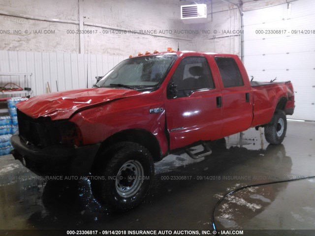 1FTSW31F0YEC85633 - 2000 FORD F350 SRW SUPER DUTY RED photo 2