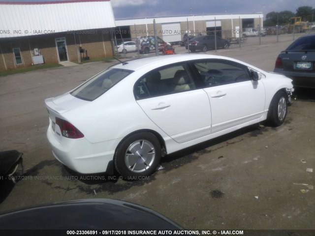 JHMFA36227S021141 - 2007 HONDA CIVIC HYBRID WHITE photo 4