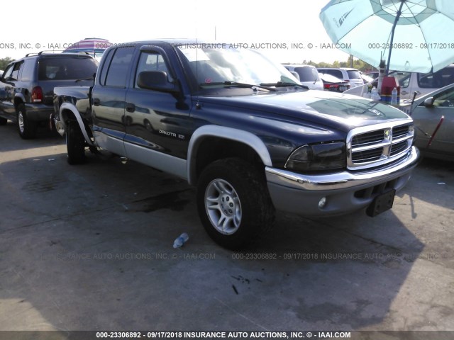 1B7HL2AX81S233275 - 2001 DODGE DAKOTA QUAD Navy photo 1