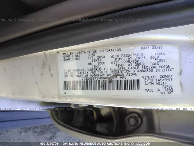 JT3GN86R3V0046065 - 1997 TOYOTA 4RUNNER SR5 SILVER photo 9