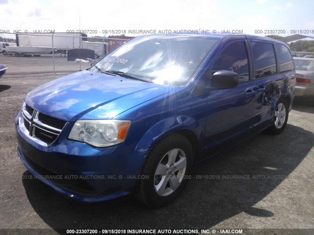 2C4RDGBG1DR822283 - 2013 DODGE GRAND CARAVAN SE BLUE photo 2