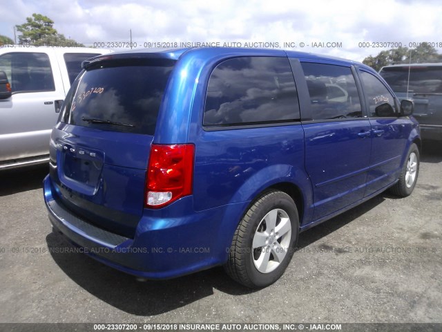 2C4RDGBG1DR822283 - 2013 DODGE GRAND CARAVAN SE BLUE photo 4